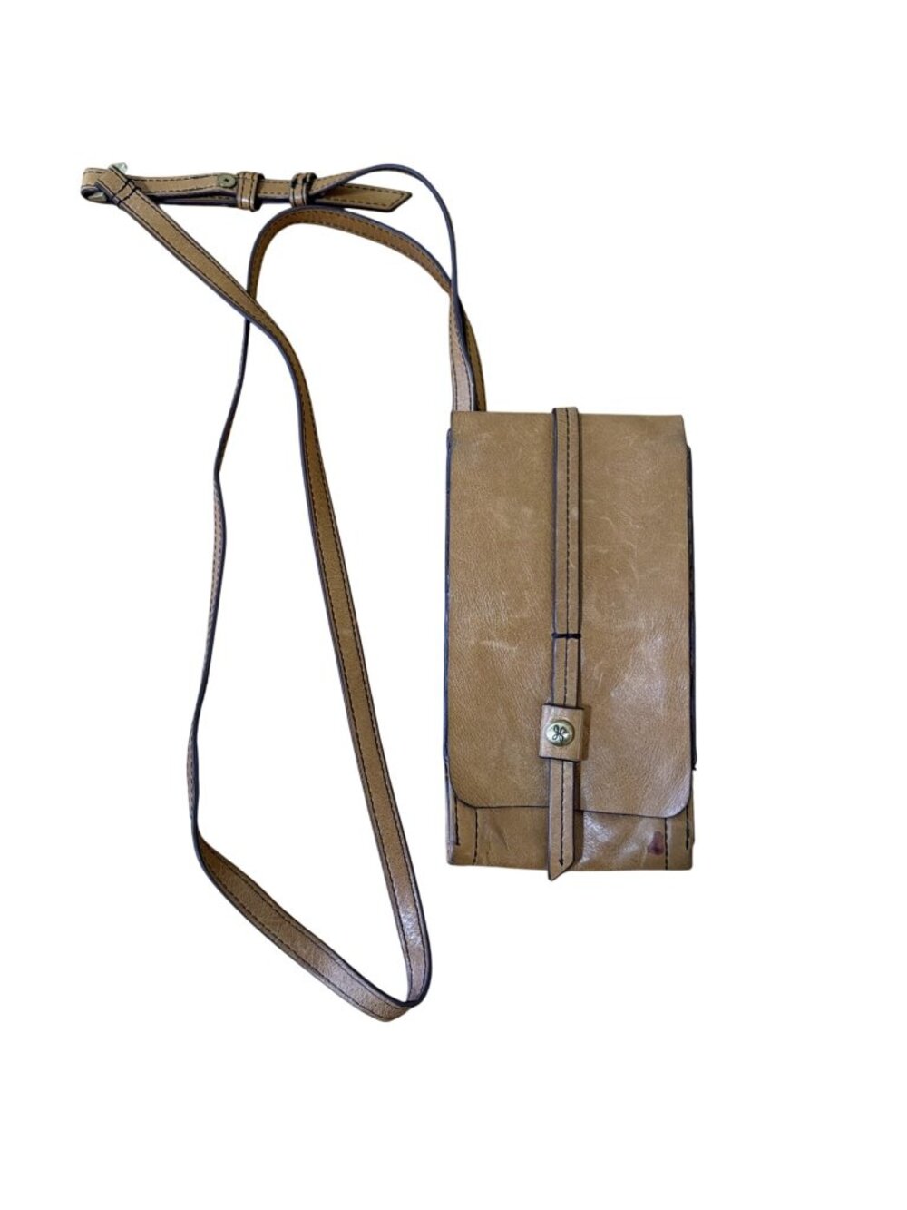 Hobo Token Mini Smartphone Credit Card Crossbody Soft Purse Leather Carmel Color